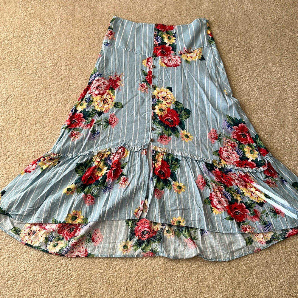 Maeve by Anthropologie blue floral skirt size 6